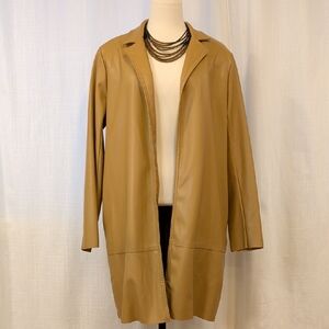 Tan Vegan Leather Trench Jacket